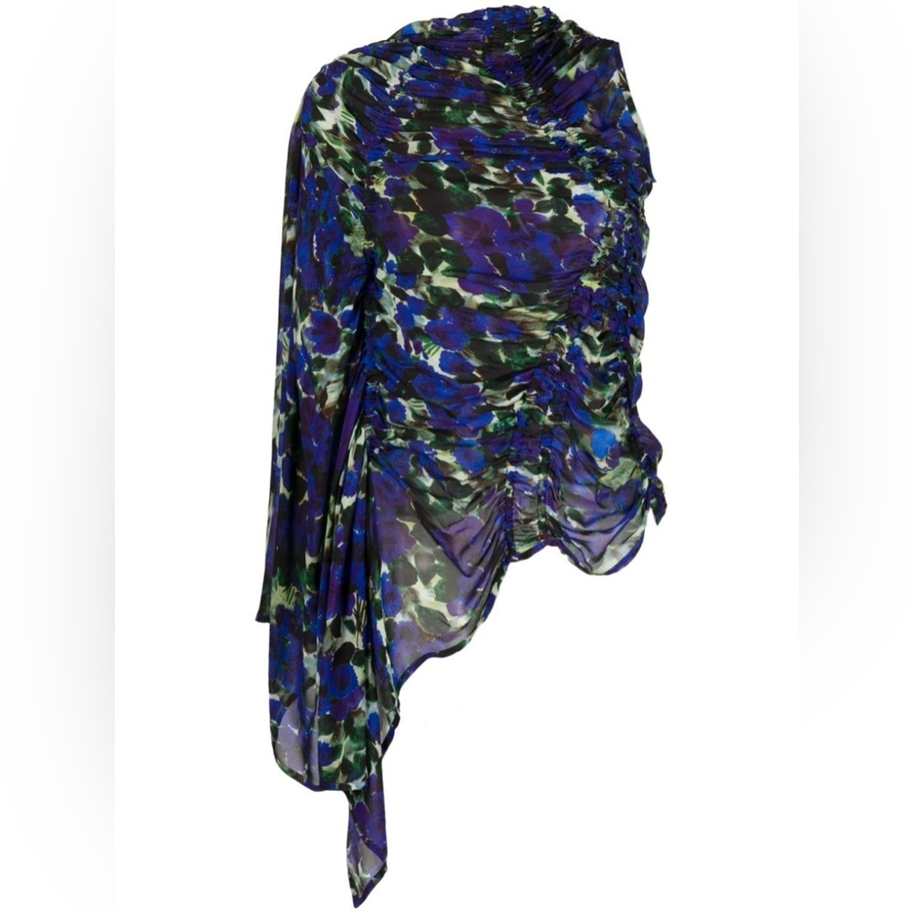 Dries Van Noten Carmine Floral Asymmetric Top NWT
